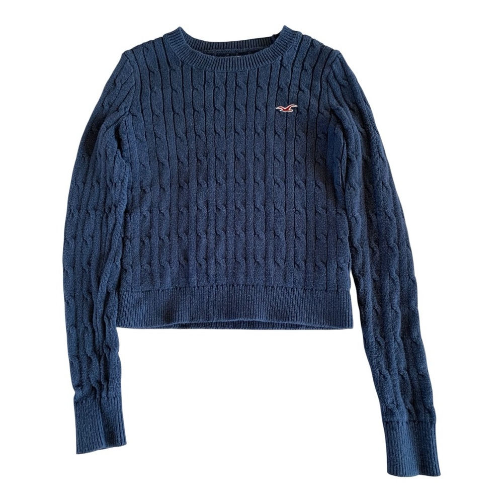 Hollister Dark Blue Cable Knit Sweater Sz S - Picture 4 of 6